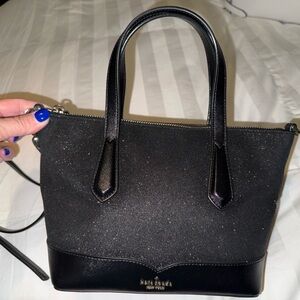 Kate Spade Black Shimmery Leather Tote Purse and Wallet